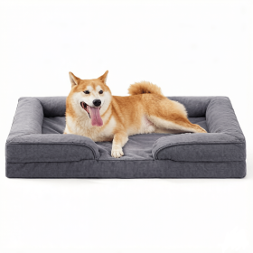 Large Dog Bed, Orthopedic Dog Sofa Egg-Crate Foam 38" Pet Couch Bed with Washable Waterproof Cover,Grey