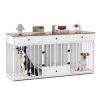 Dog Crate Furniture Indoor Modern Dog Kennel with Divider 3 Drawers and Pull-out Feeder