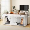 Dog Crate Furniture Indoor Modern Dog Kennel with Divider 3 Drawers and Pull-out Feeder