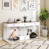 Dog Crate Furniture Indoor Modern Dog Kennel with Divider 3 Drawers and Pull-out Feeder