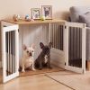 31.5' Dog Crate Furniture Wooden Dog Kennel with Double Lock Doors