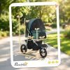 Dog Stroller, Foldable Dog Stroller with 12" Rubber Wheels for Small Dogs, Up to 22 LBS, Dark Green